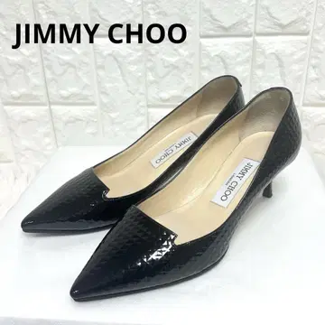 새상품급 JIMMY CHOO 패턴트 레더 펌프스 큐브 스틸레토 밑창 보강