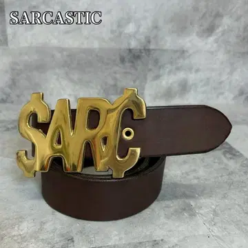 SARCASTIC 로고 빅 버클 가죽 벨트 브라운 L DMG3