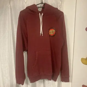 SANTA CRUZ 버건디 후드 부착 후드티 S