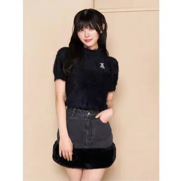 Lapin 샤기 니트 탑 BLK 블랙 검정