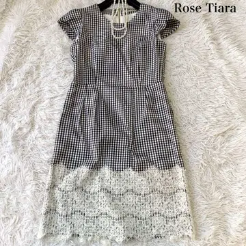 Rose Tiara 깅엄 체크 x 레이스 무릎 기장 원피스 38 사이즈