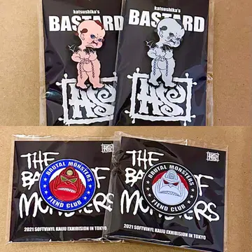 소프트 비닐 괴수전 핀 배지 4개 세트