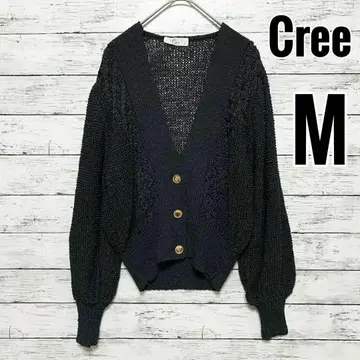 Cree 가디건 실크 골드 버튼 비침 블랙 긴팔 [ M ]