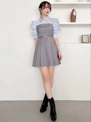 dazzlin 레이어드 셔츠 미니 원피스