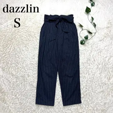dazzlin 캐주얼 팬츠 스트라이프 네이비 S 리본 부착