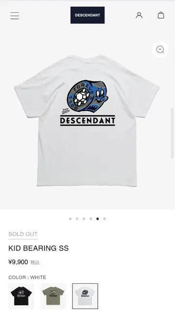 DESCENDANT KID BEARING SS 화이트 티셔츠 사이즈 2