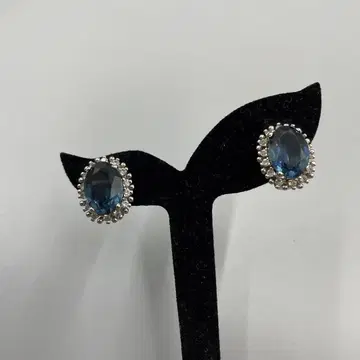 223 빈티지 925 파란색 타원형 귀찌