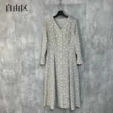 자유구 플라워 프린트 플레어 원피스 38