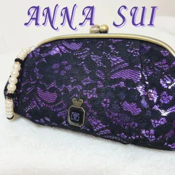 새상품급 ANNA SUI 안나수이 클러치 백 파우치 보라색 가마구치 나비