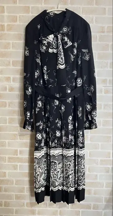 FOR LOVELY WOMAN 빈티지 레트로 플리츠 원피스 꽃무늬