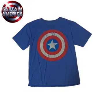 US 구제 의류 DISNEY MARVEL 캡틴 아메리카 블루 T셔츠