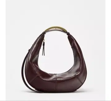 택 포함 새상품 ZARA 메탈 핸들 오벌 백 브라운 색상