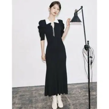 LILY BROWN 컬러 리브 니트 원피스