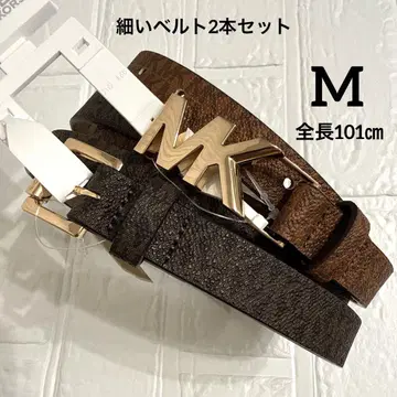 새상품 MICHAEL KORS 벨트 M 브라운 2개 세트 MK 패턴