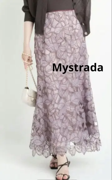 Mystrada 마이스트라다 오간자 자수 내로우 스커트