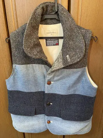 masterkey x Harris Tweed 데님 충전솜 베스트 마스터키