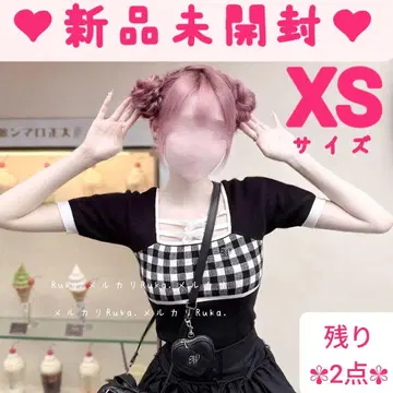 블랙, XS [미개봉 새상품] 더블 리본 깅엄 상의 SJJ0271MC