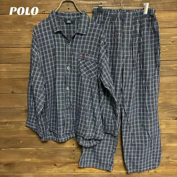 [POLO] 체크 무늬 파자마 세트 네이비 계열 L
