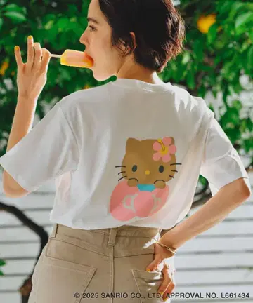 헬로키티 햇볕에 탄 키티 티셔츠 화이트 로페피크닉 38