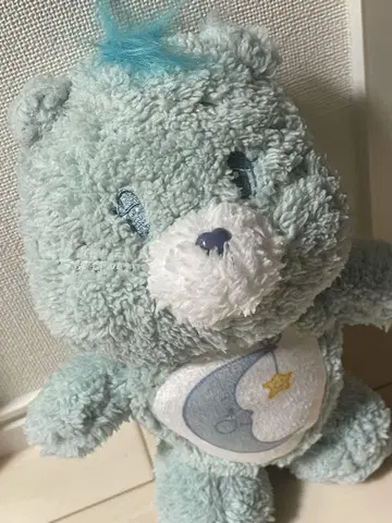 택 포함 Care Bears 스카이블루 봉제 인형 달과 별 자수