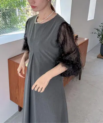 feepur 페퓨르 포멀 프린지 시어 도킹 턱 원피스