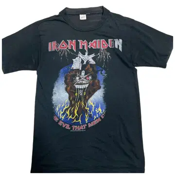IRON MAIDEN 1988년 제작 빈티지 티셔츠 M 블랙 밴드 티