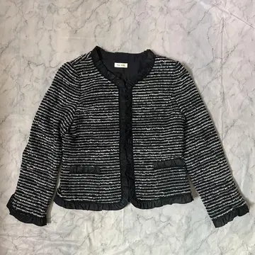 새상품급 POLO JEANS 트위드풍 자켓 블랙 x 화이트 가을/겨울