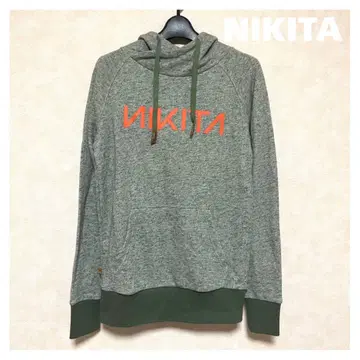 NIKITA 니키타 북유럽풍 풀오버 후드티 그린 x 오렌지 S