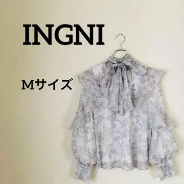 INGNI 잉그 상의 [M] 꽃무늬 시어 오간자 프릴 리본 긴팔