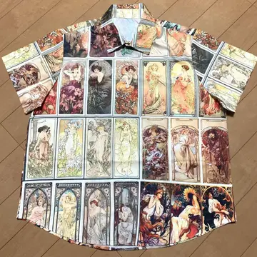 알폰스 무하 Alfons Mucha 올 패턴 셔츠 반팔 XXL