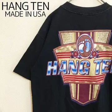 USA 제작 HANG TEN 한텐 소매 싱글 티셔츠 올드 서프 구제 의류