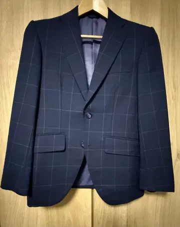 azabu tailor 네이비 체크 무늬 비즈니스 정장