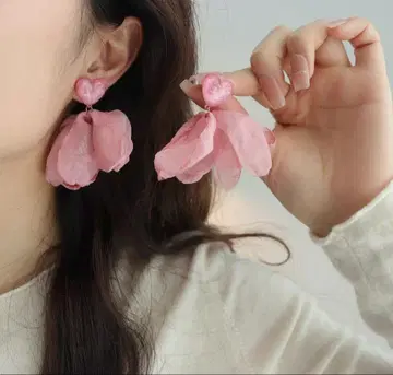 핑크 미스트 하트 핑크 하트 모양 꽃잎 귀찌