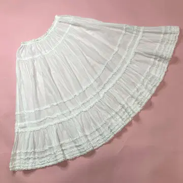 [ 새상품급 ] 핑크하우스 화이트 피코 프릴 페티 스커트/스커트