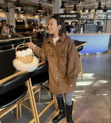 프레첼 리본 자켓 브라운