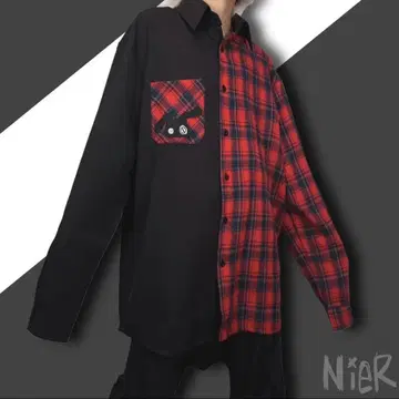 NieR FACE DESIGN TWO-TONE CHECKED SHIRT