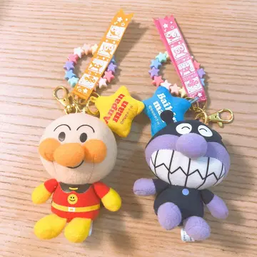 호빵맨, 세균맨 봉제 인형 키링 2종 세트