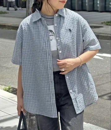 U.S. POLO ASSN. 시어서커 반팔 셔츠 블루