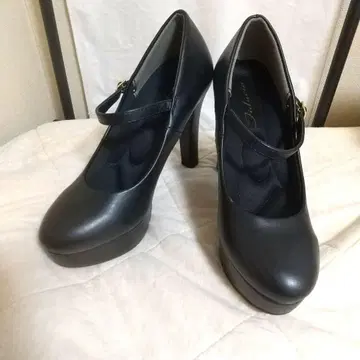 미착용 펌프스 블랙 스트랩 11cm 하이힐 흠집 a0396