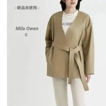 미라 오웬 노카라 소매 볼륨 더블 가죽 자켓 코트