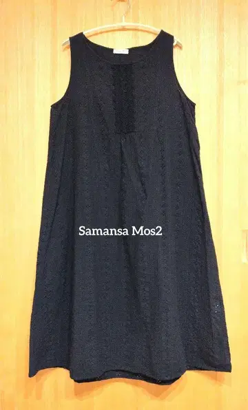 Samansa Mos 2 도비 레이스 민소매 원피스 블랙
