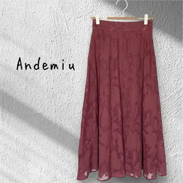 Andemiu 안데뮤 플라워 레이스 플레어 롱 스커트 꽃무늬