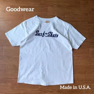 USA 제작 GOODWEAR 펠트 와펜 서핑 스케이트보드 티셔츠