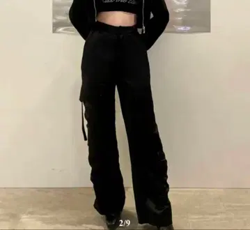 kiss the club 새틴 카고 팬츠 black