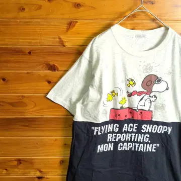 PEANUTS 스누피 반팔 티셔츠 L 패치워크 구제 의류