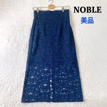 새상품급 NOBLE 레이스 I라인 스커트 전체 레이스 롱 네이비
