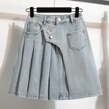 새상품 빅 사이즈 데님 스커트 미니 스커트 플리츠 5XL 아시메