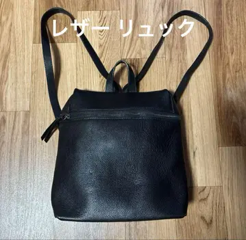 블랙 가죽 럭색 백팩