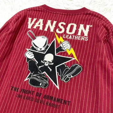 무장전선 콜라보 VANSON 롱T 맨투맨 바이커 레드 XL 자수