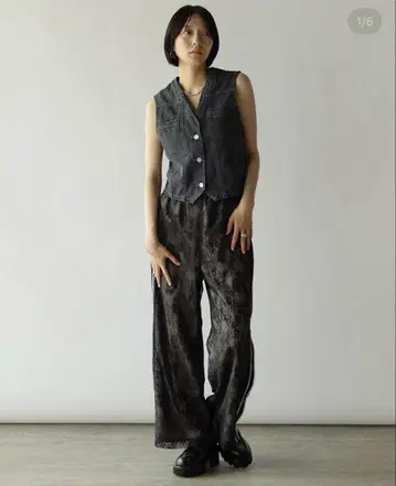 레이스 레이어드 새틴 라인 팬츠
